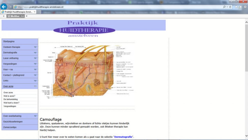 Alle sites werken op PHP, MySQL, Javascript en met een HTML template.