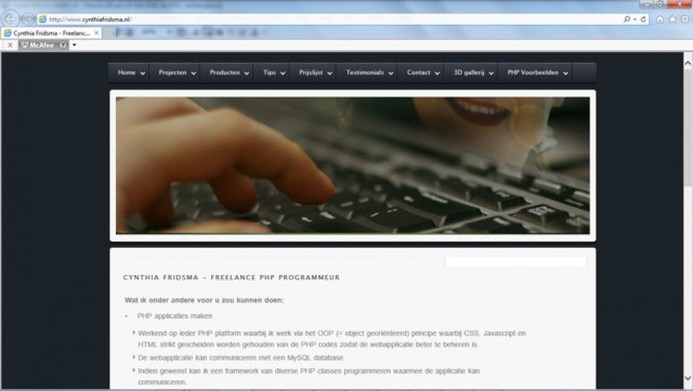 PHP, Javascript, CSS, MySQL and HTML
www.cynthiafridsma.nl